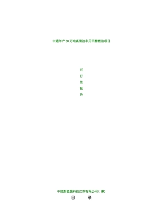 中通年产万吨高清洁车用甲醇燃油项目样本