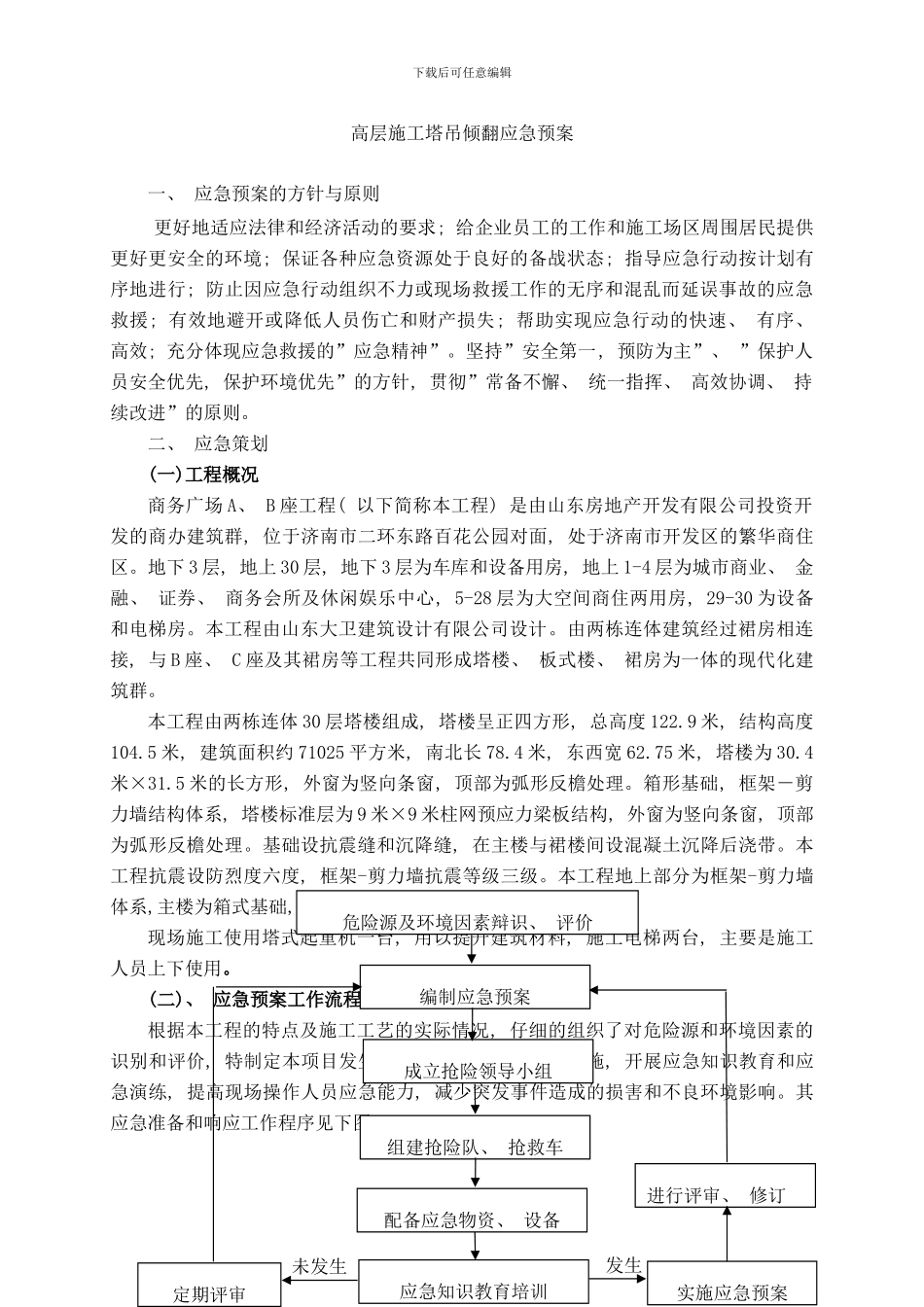 中铁十四局嘉恒广场高层施工应急预案样本_第1页