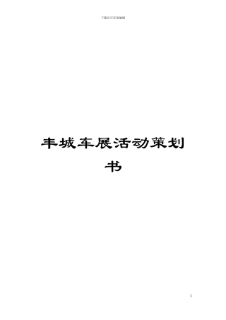 丰城车展活动策划书模板