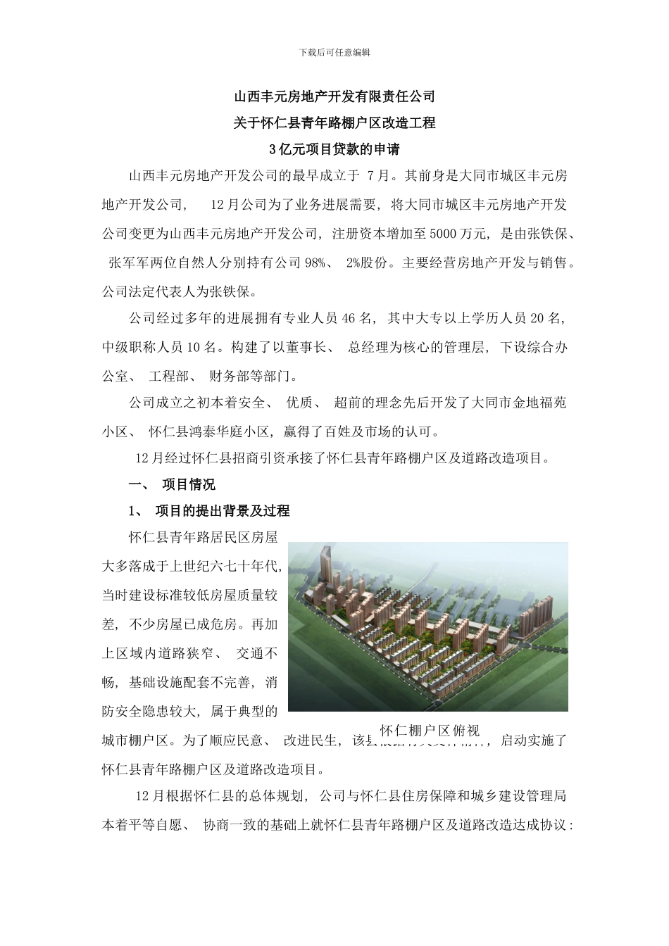 丰元公司借款申请样本_第1页
