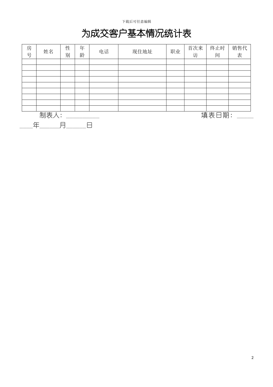 为成交客户基本情况统计表模板_第2页