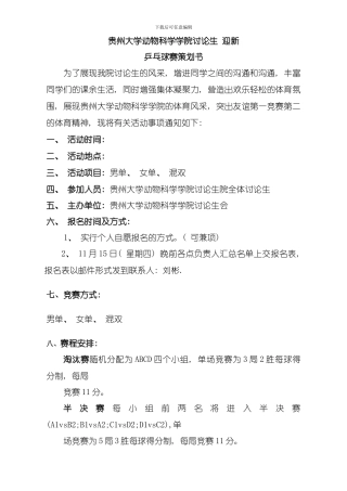 乒乓球策划初稿模板