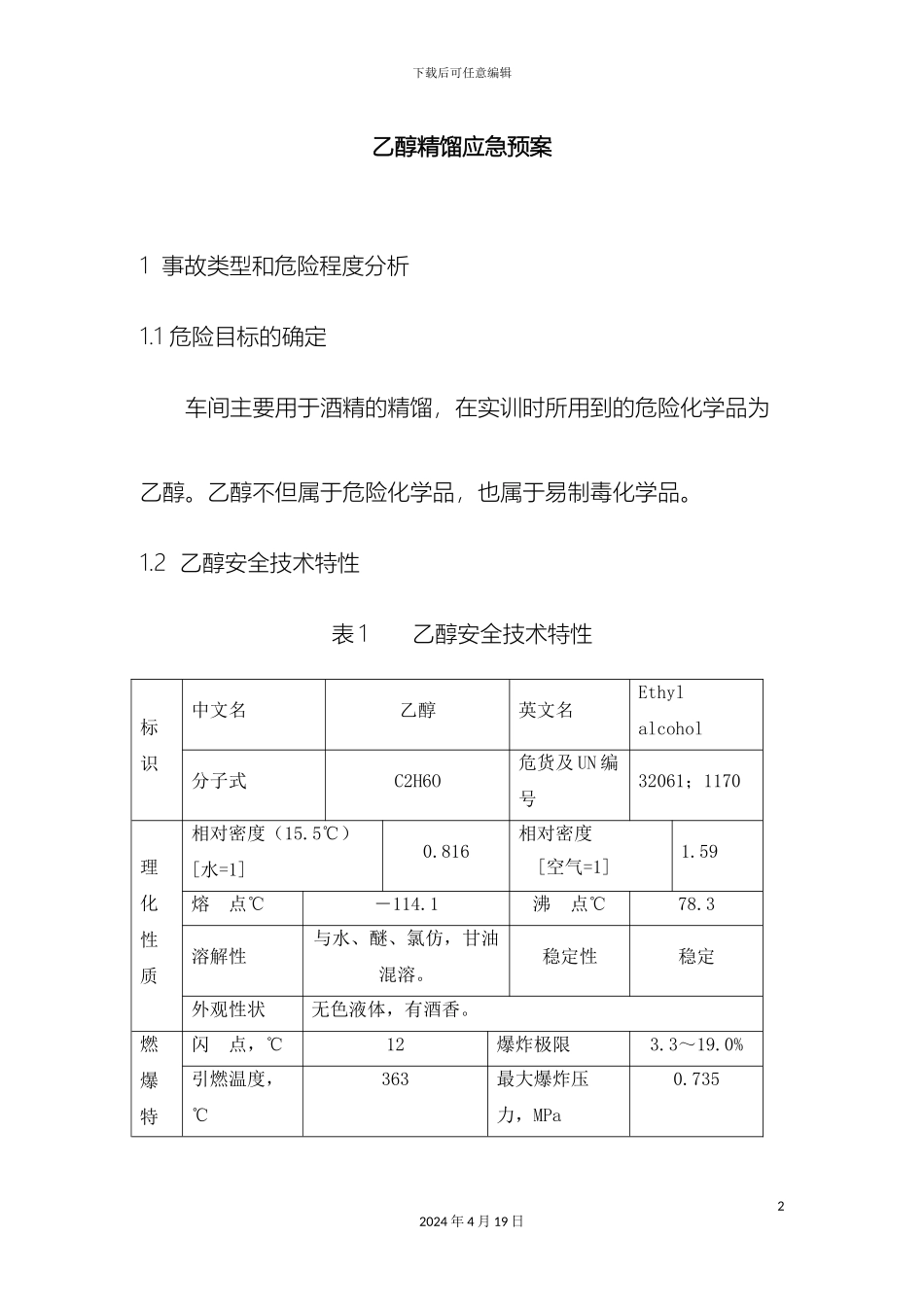 乙醇精馏应急预案_第2页