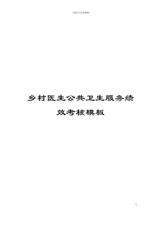 乡村医生公共卫生服务绩效考核模板