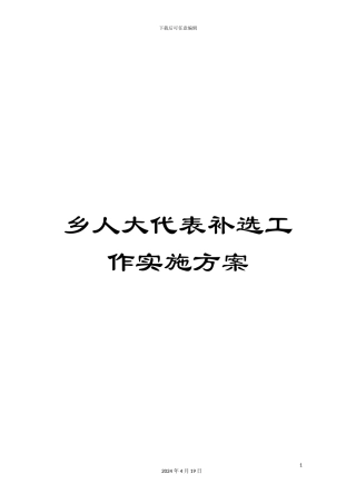 乡人大代表补选工作实施方案