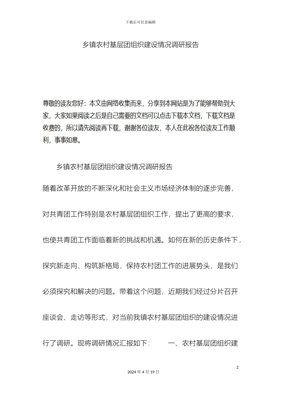 乡镇农村基层团组织建设情况调研报告_第2页