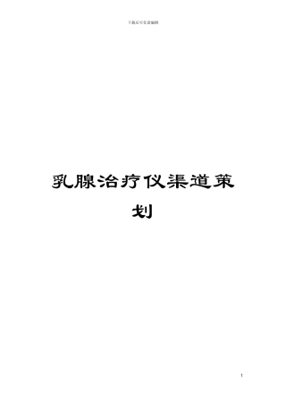 乳腺治疗仪渠道策划模板