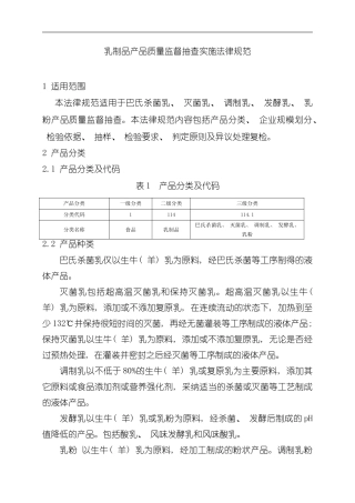乳制品产品质量监督抽查实施规范模板
