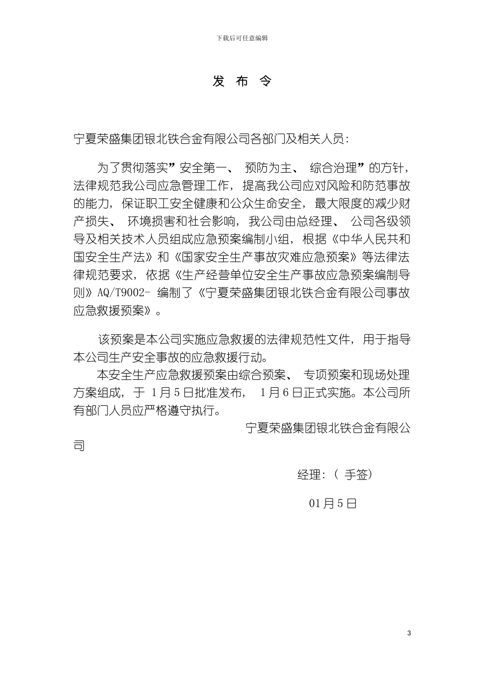 事故应急救援预案模板_第3页