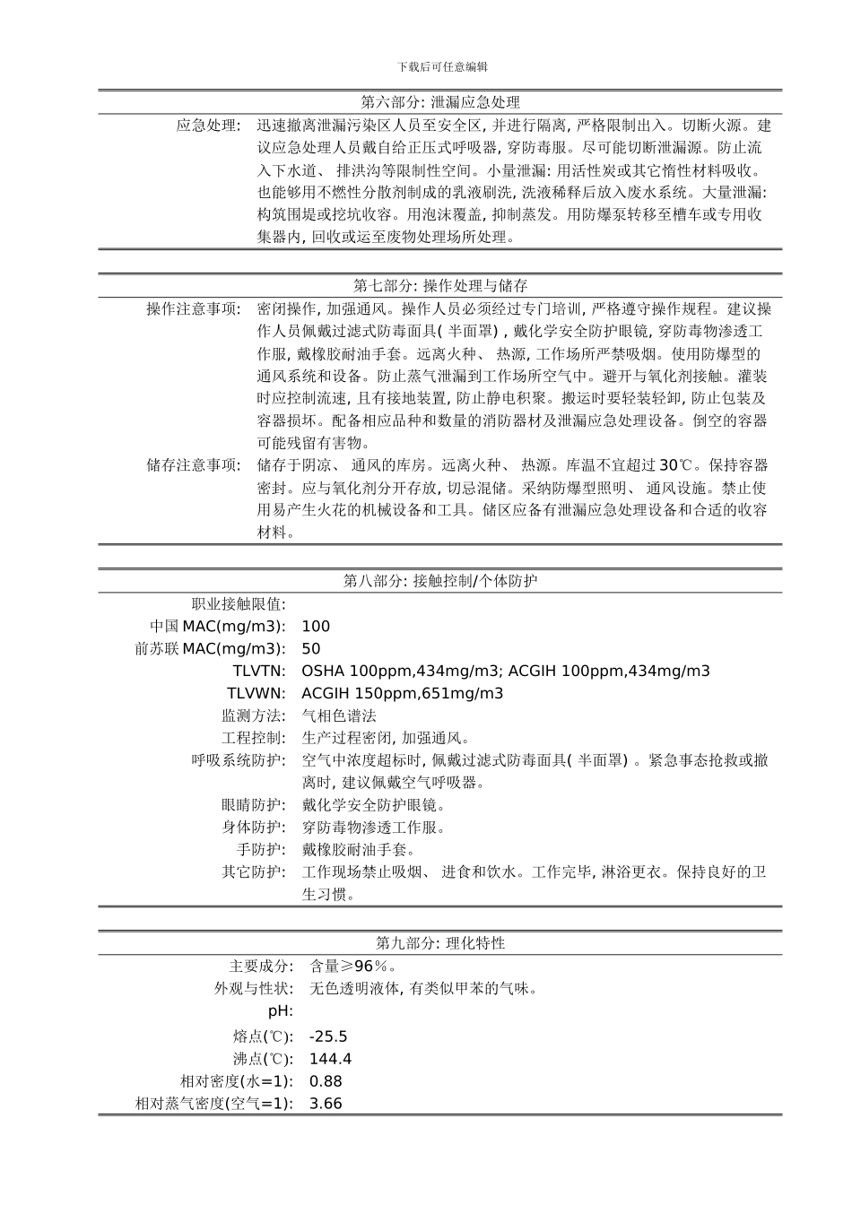 二甲苯安全技术说明书模板_第2页