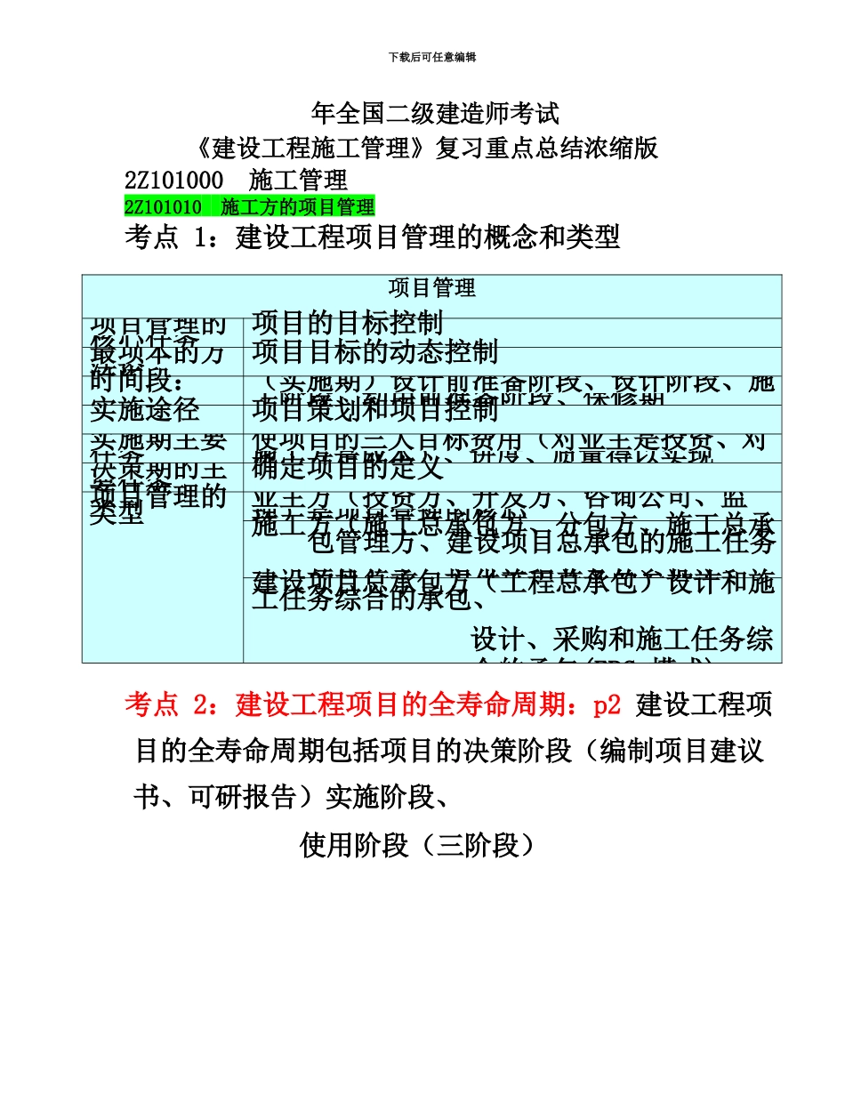 二级建造师施工管理复习重点总结浓缩版_第2页