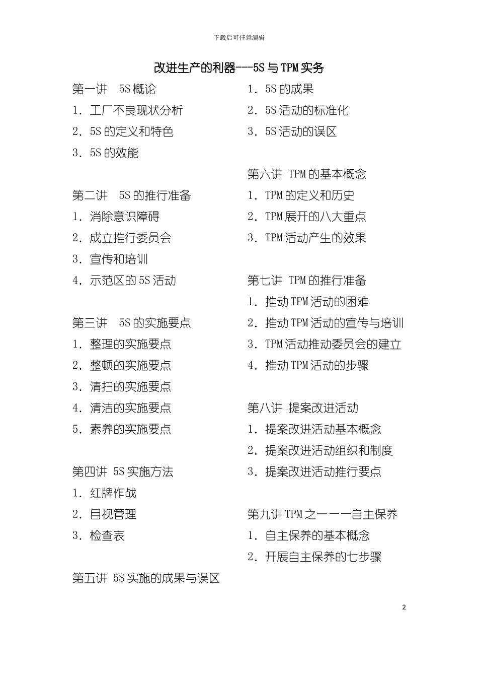 五S与TPM推行实务手册模板_第2页