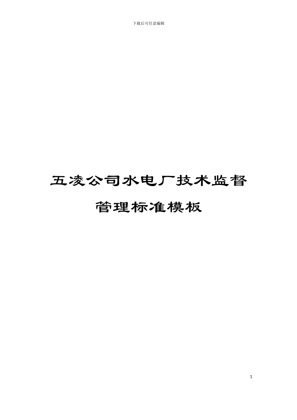 五凌公司水电厂技术监督管理标准模板_第1页