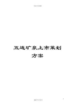 五连矿泉上市策划方案