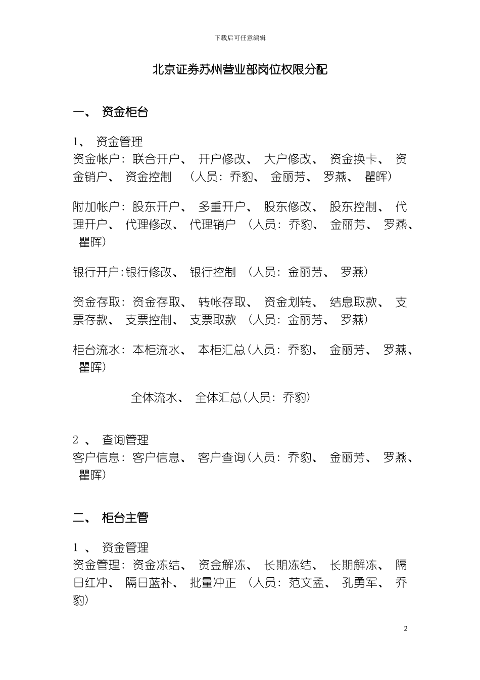 交易部岗位权限模板_第2页