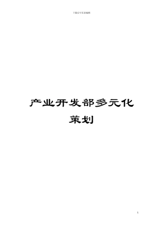 产业开发部多元化策划模板