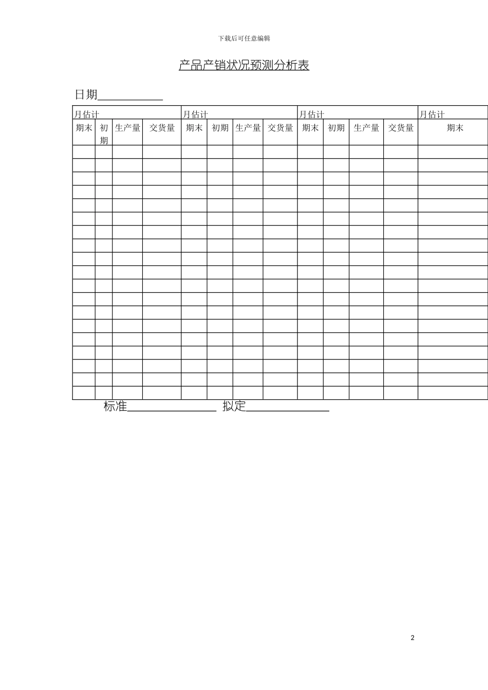 产品产销状况预测分析表模板_第2页
