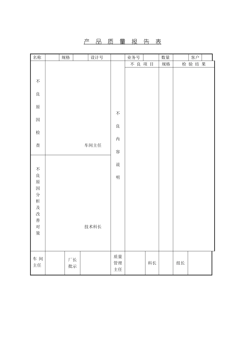 产品质量报告表模板_第2页