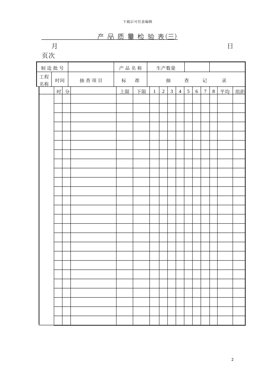 产品质量检验表最新模板_第2页