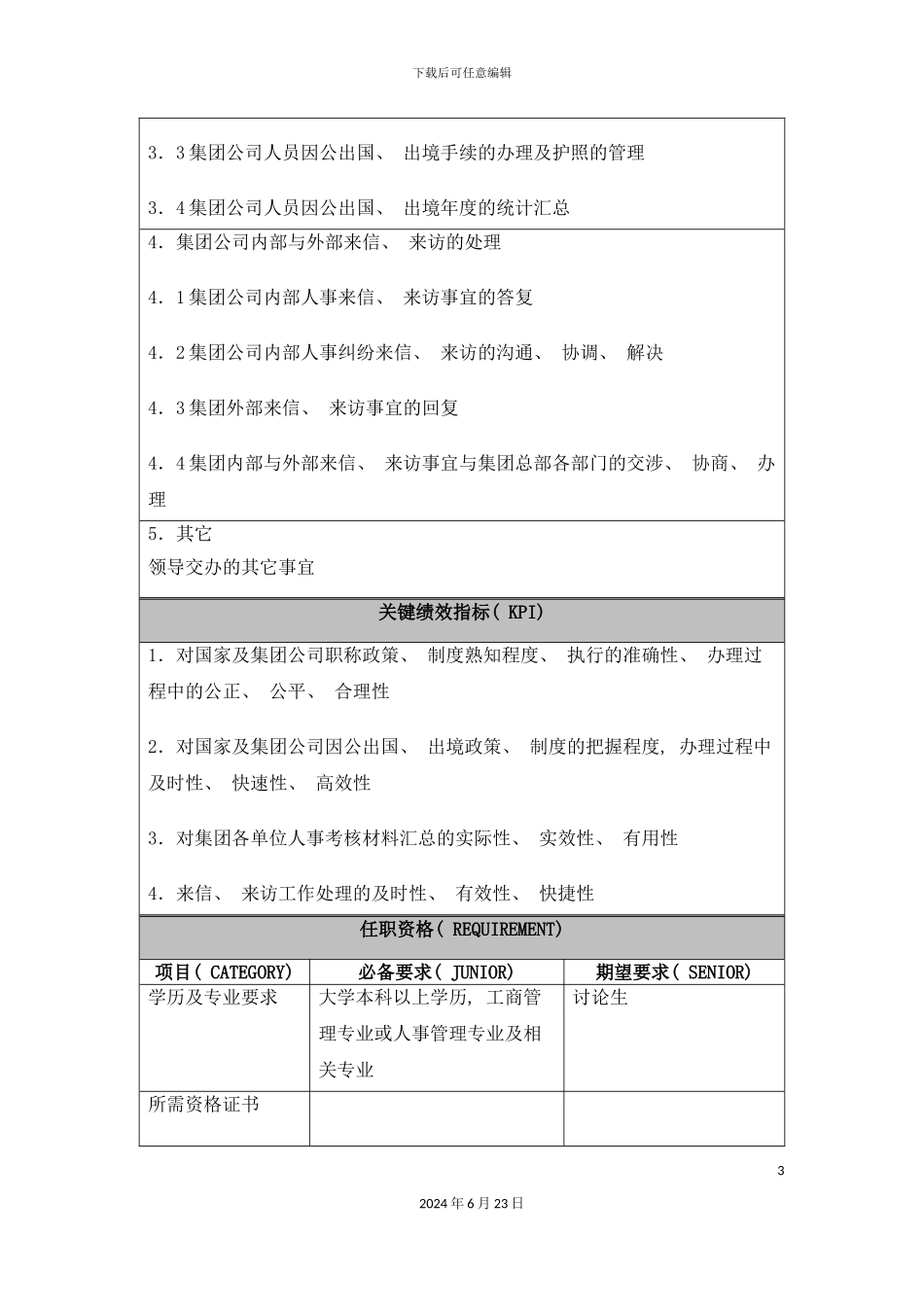 人事管理职位说明书_第3页