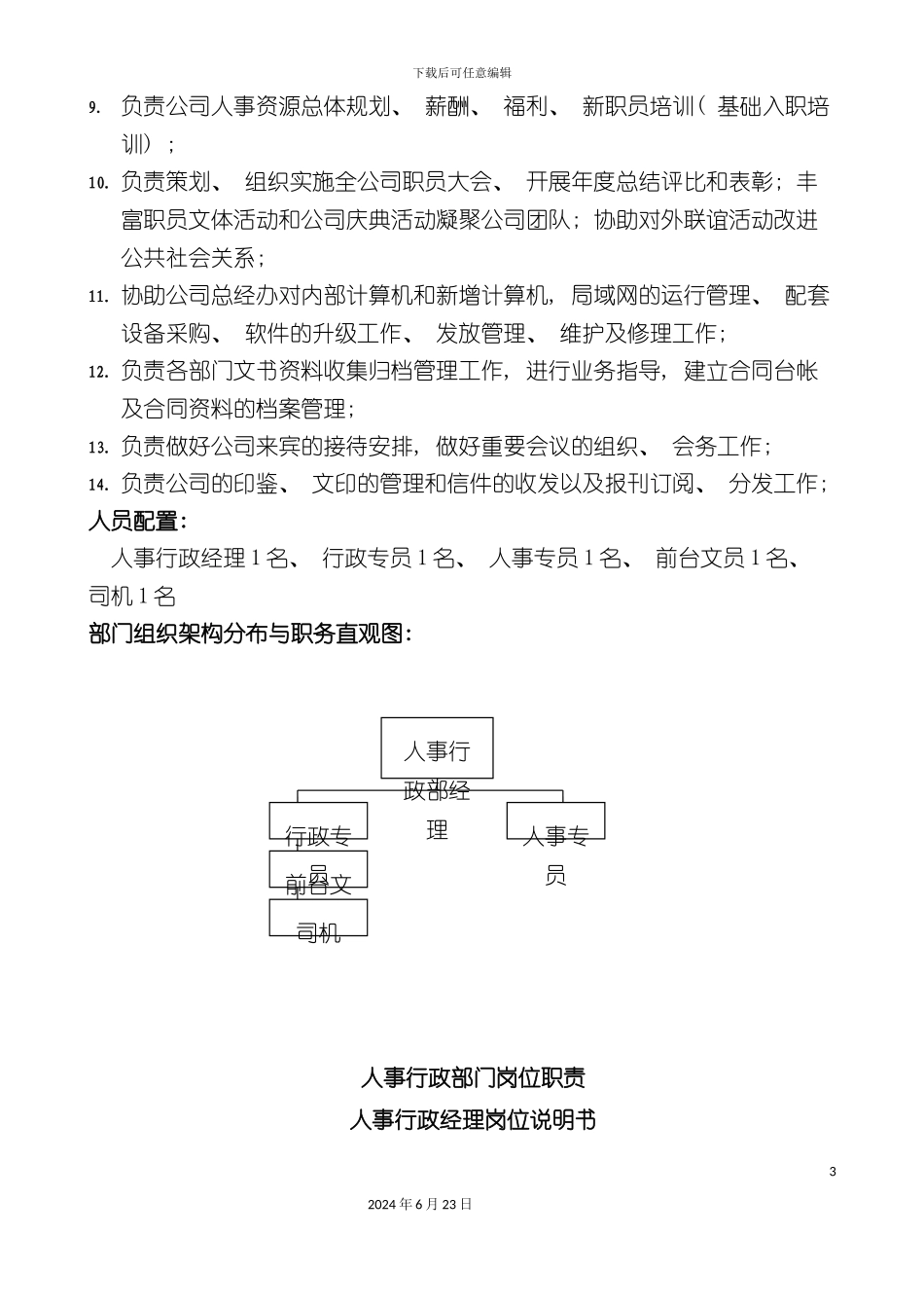 人事行政部职能与岗位职责_第3页