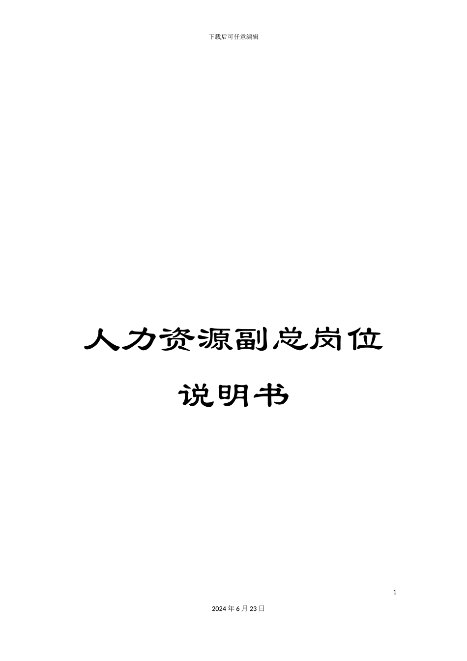 人力资源副总岗位说明书_第1页