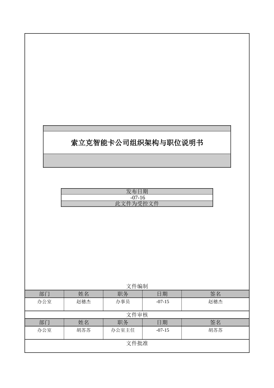 人力资源下载职位分析智能卡公司组织架构与职位说明书_第3页