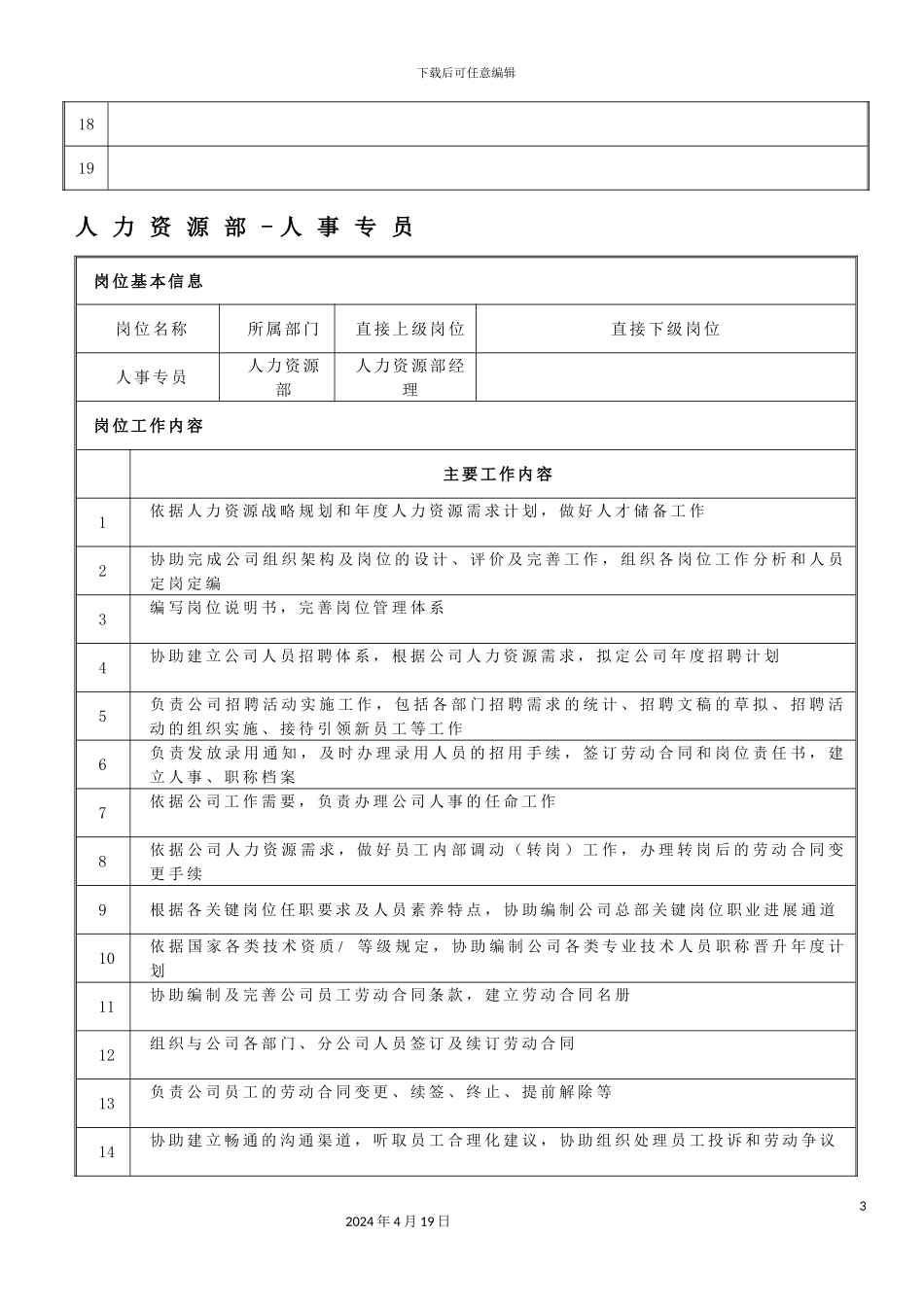 人力资源部各岗位职责_第3页