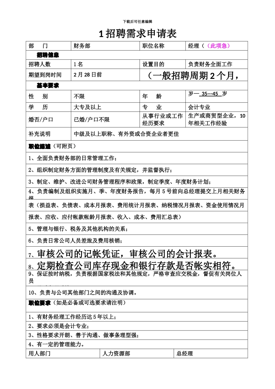 人员需求申请表_第2页