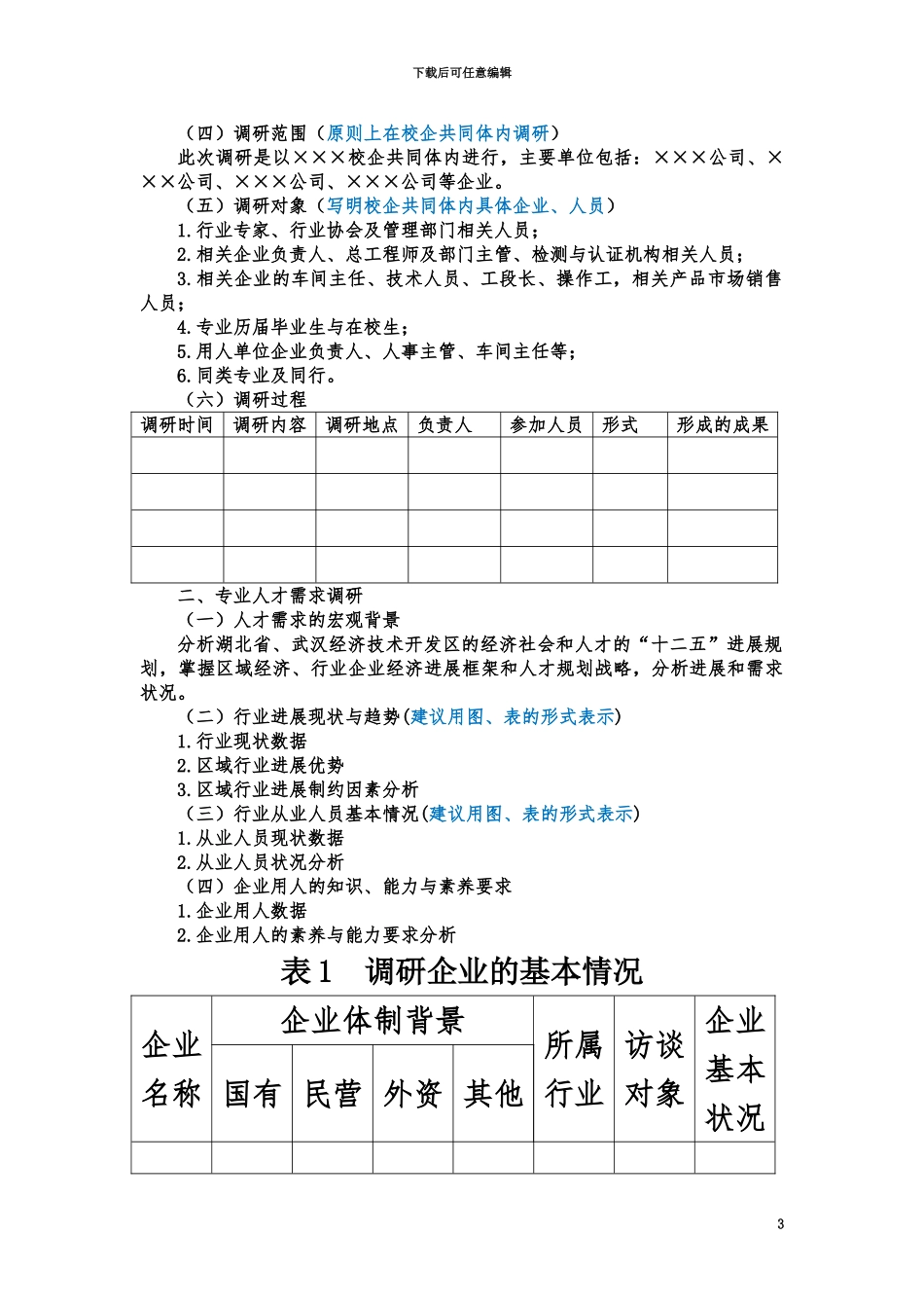 人才需求调研相关表格及报告模板_第3页