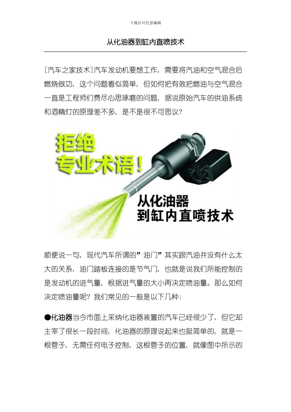 从化油器到缸内直喷技术模板_第1页