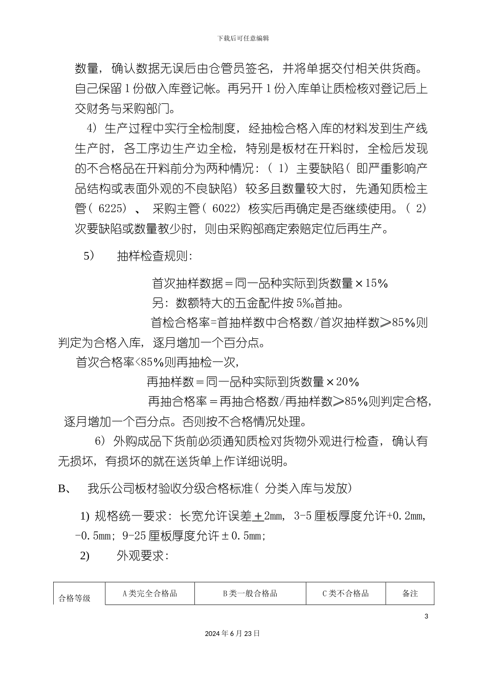 仓库原材料检验运作程序与验收标准_第3页
