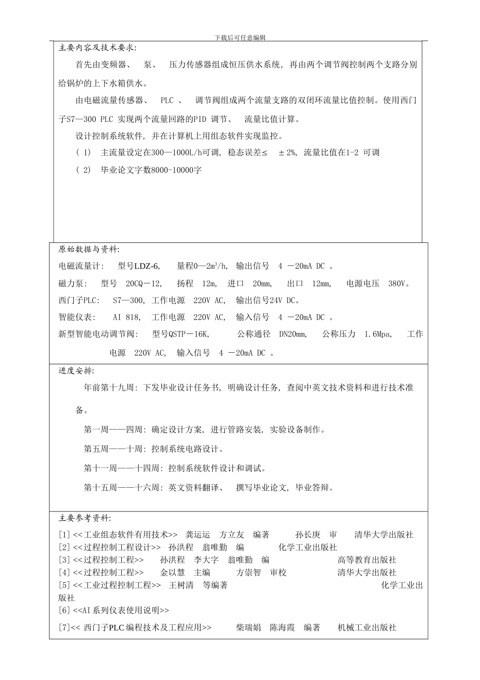 任务书基于的流量比值控制系统软件设计模板_第2页
