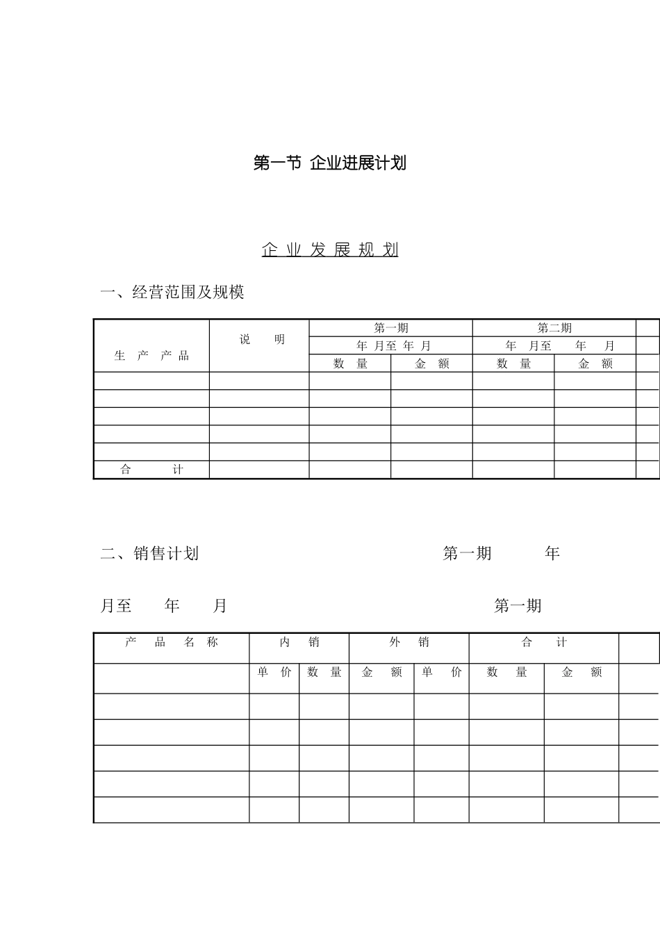 企业发展规划表格_第2页