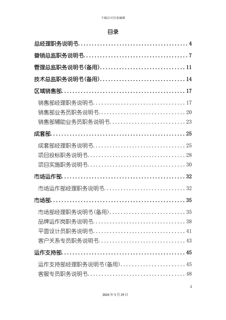 企业各部门职位说明书大全_第3页