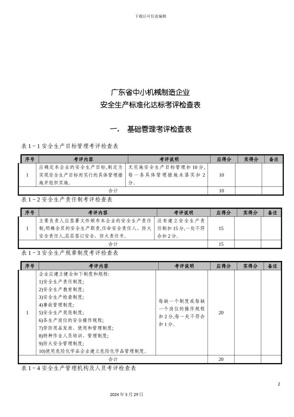 企业安全生产标准化达标考评检查表_第2页