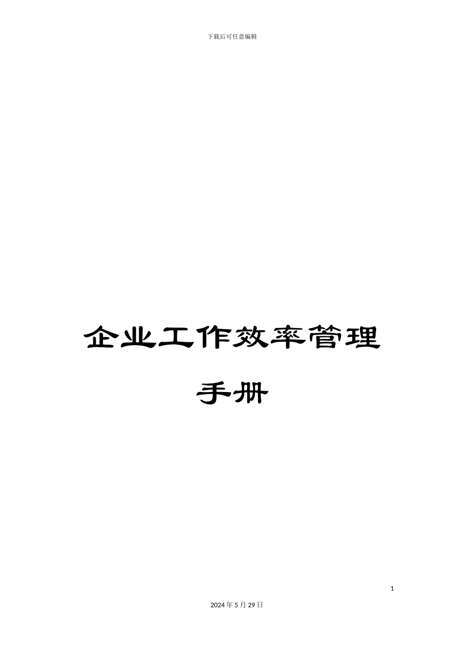 企业工作效率管理手册_第1页