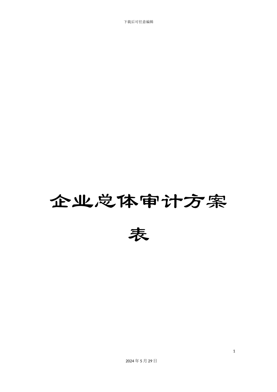 企业总体审计方案表_第1页