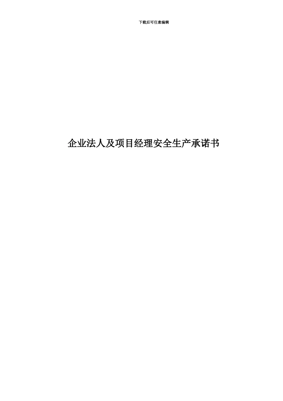 企业法人及项目经理安全生产承诺书_第1页