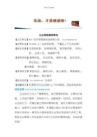 企业网络营销策划模板