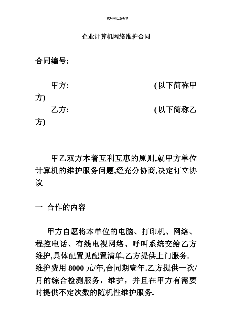 企业计算机网络维护合同_第2页