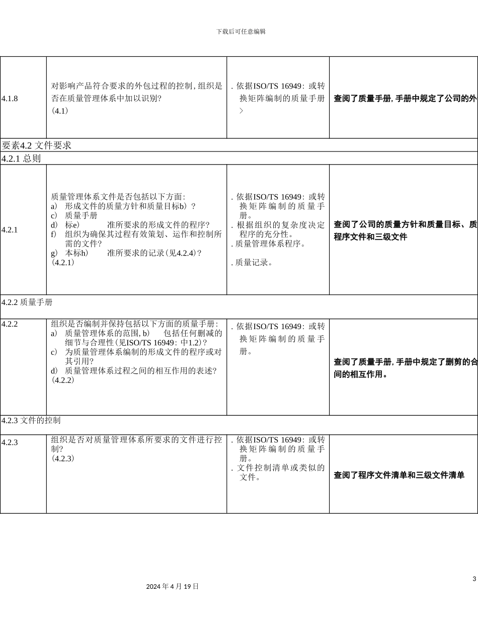企业质量管理体系审核检查表_第3页