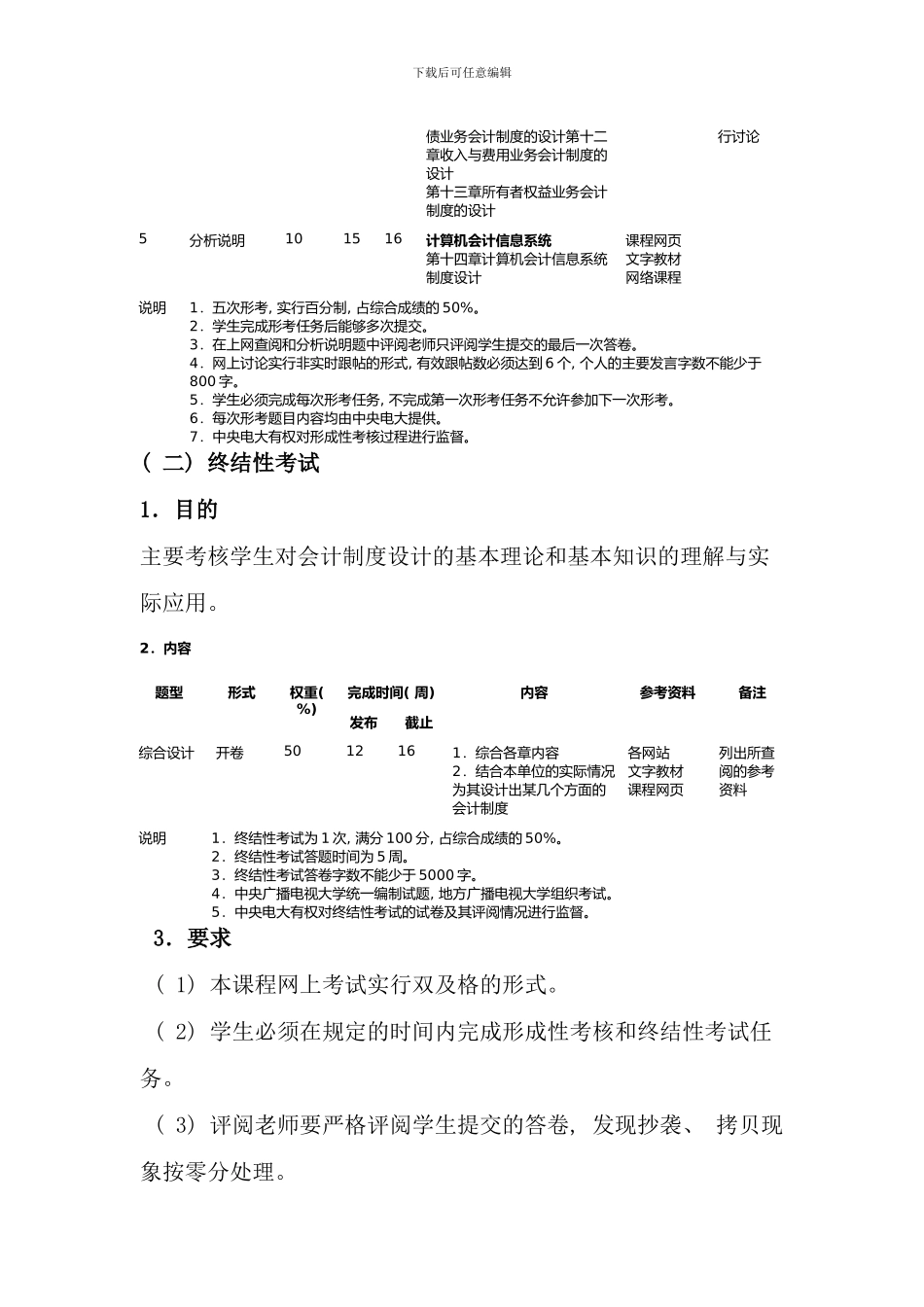 会计制度设计课程基于网络考核改革试点方案_第3页