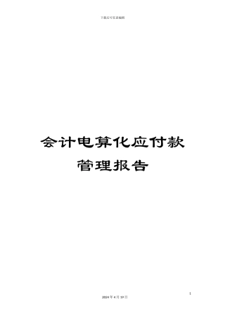 会计电算化应付款管理报告
