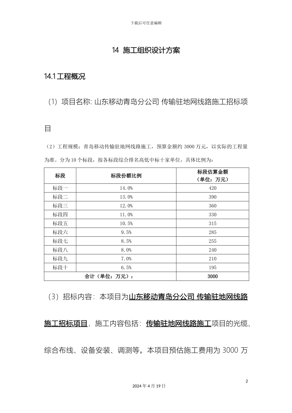 传输网线路施工组织设计方案_第2页
