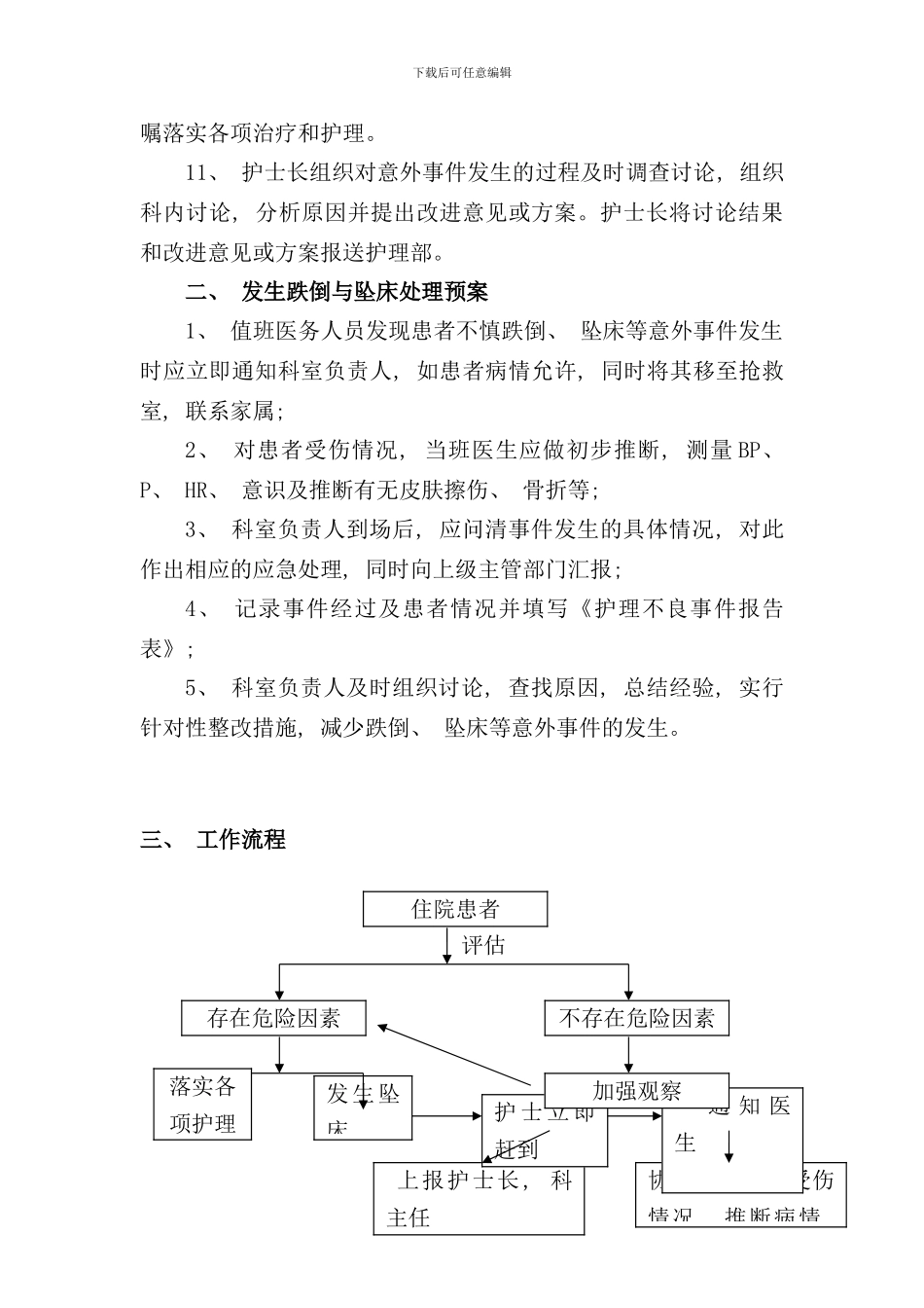 住院患者跌倒坠床等意外事件报告制度处理预案和工作流程样本_第2页