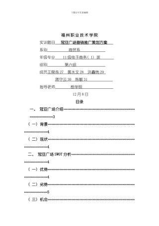 作业电第六组冠亚广场营销推广策划方案模板