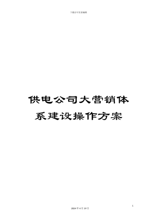 供电公司大营销体系建设操作方案