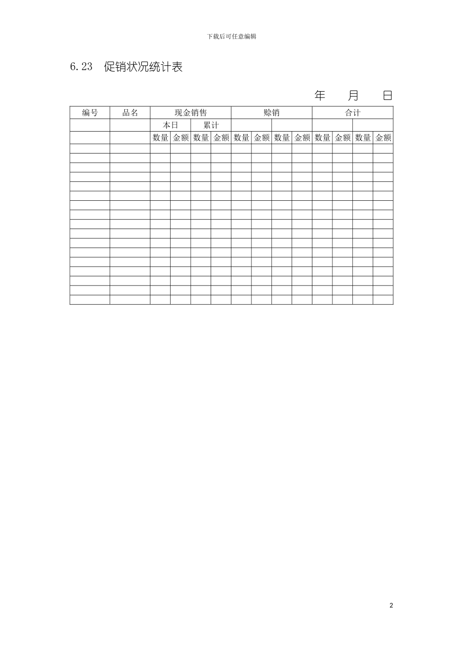 促销状况统计表模板_第2页