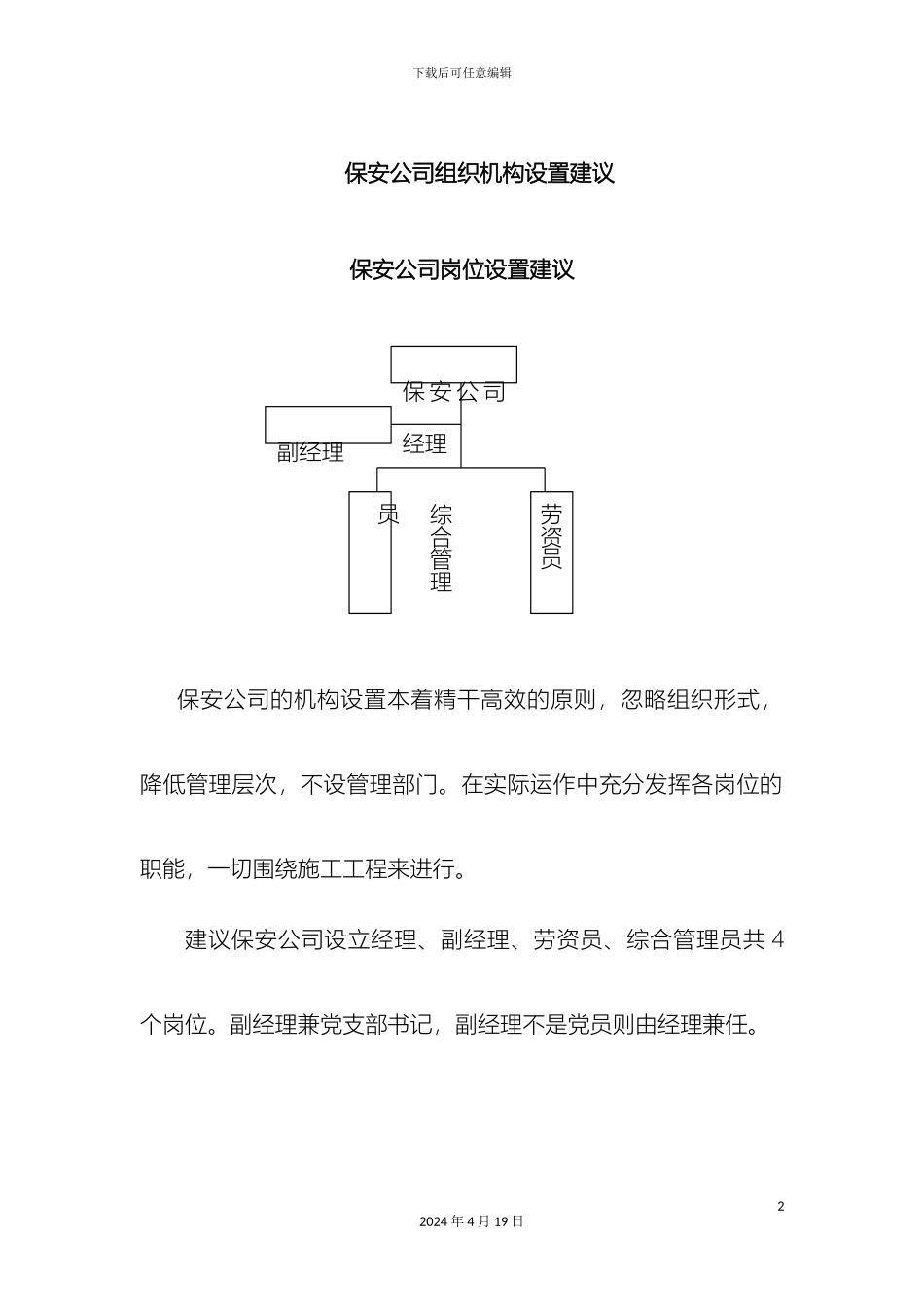 保安公司组织机构设置_第2页